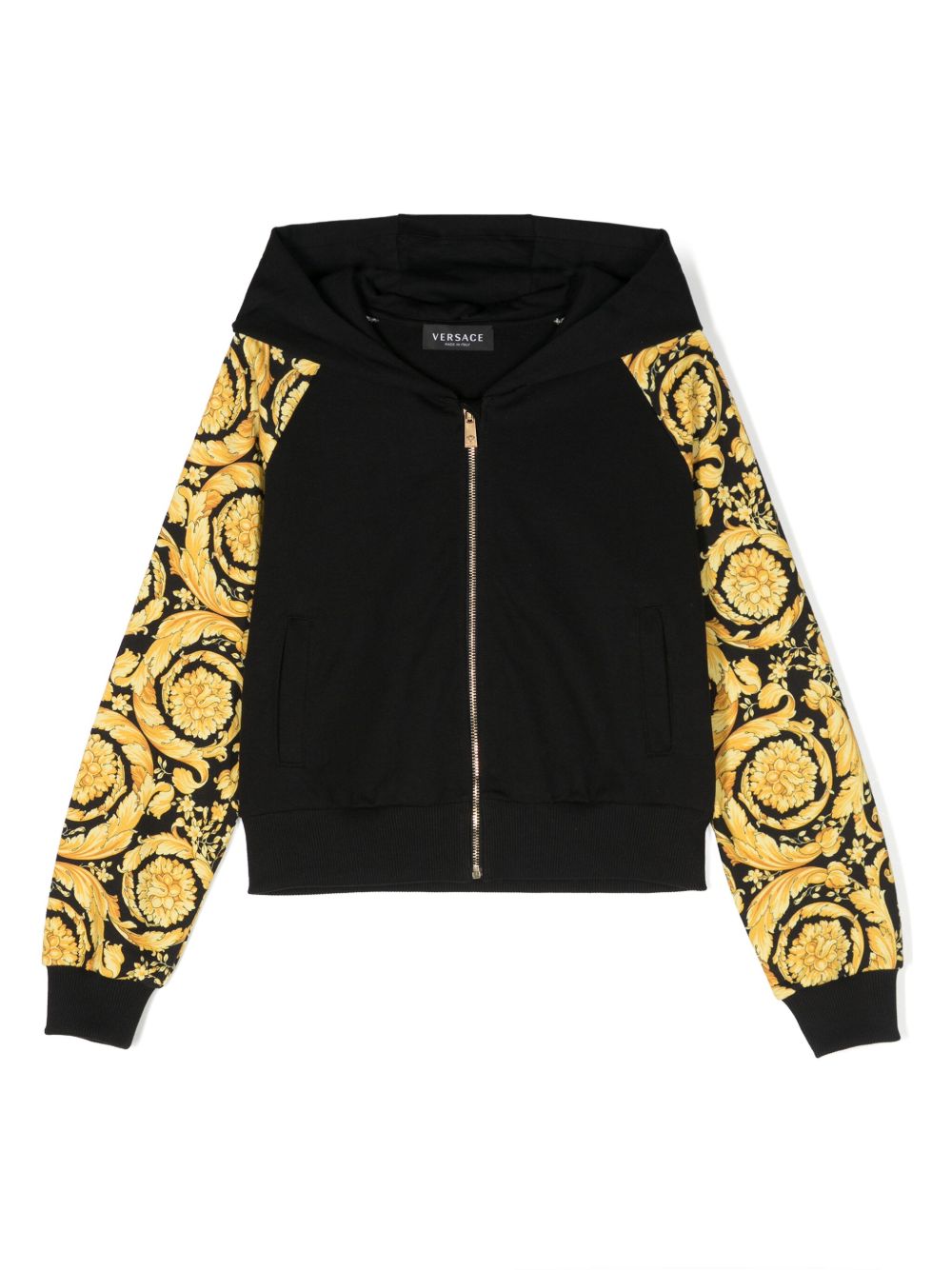 Versace Kids Barocco 印花棉夹克 - 黑色