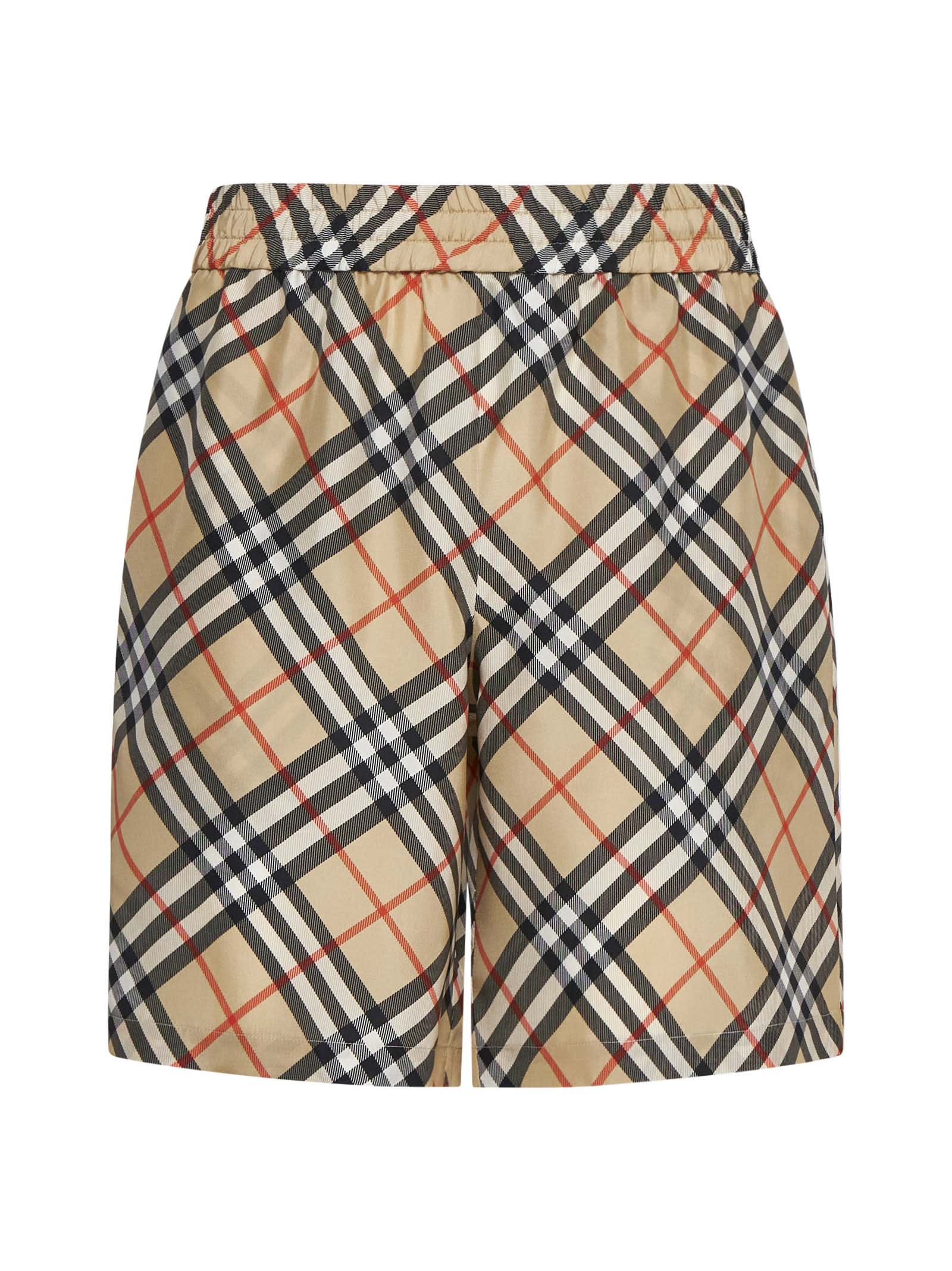 Burberry Check Print Silk Shorts