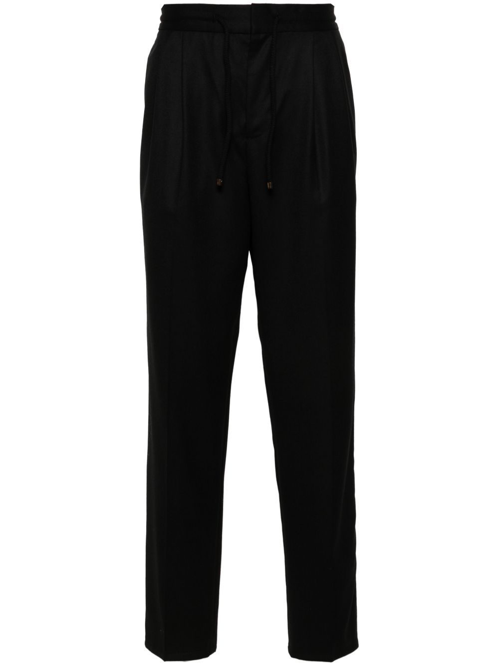 Brunello Cucinelli 褶饰细节锥形裤 - 黑色