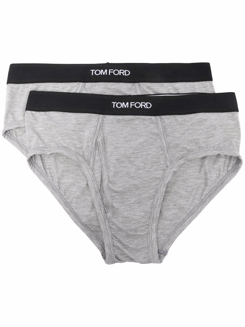 TOM FORD 汤姆福特 logo裤腰三角内裤（两件装） - 灰色