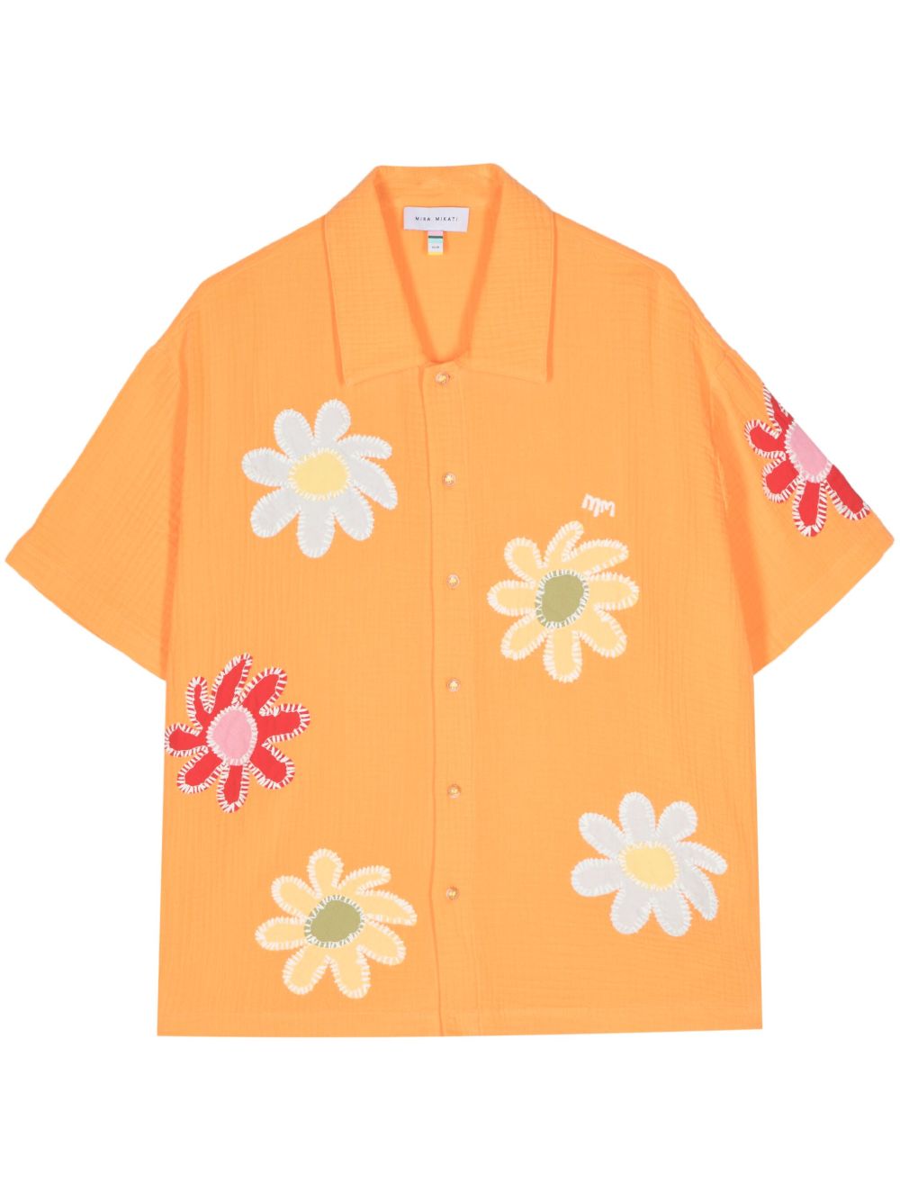 Mira Mikati 花卉刺绣棉衬衫 - 橘色