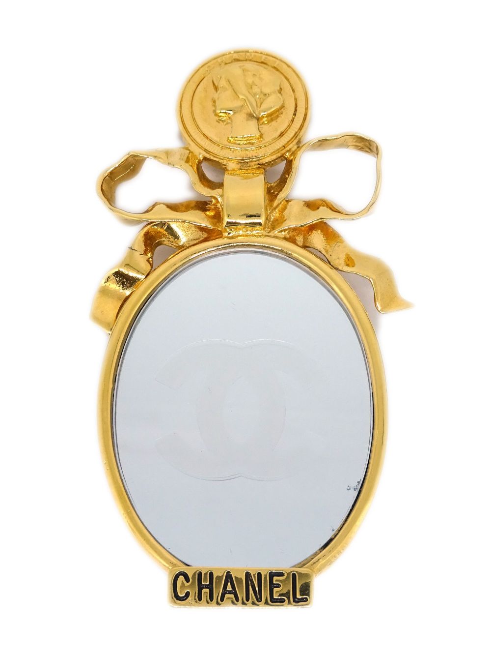 CHANEL Pre-Owned 蝴蝶结镜面胸针（1990-2000年代典藏款） - 金色