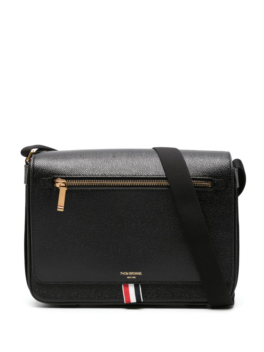 Thom Browne 卵石纹皮记者包 - 黑色