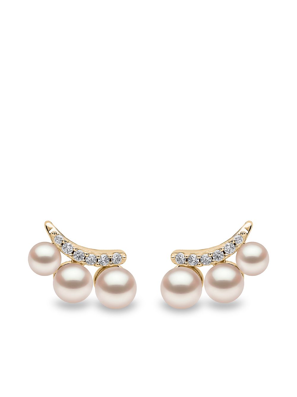 Yoko London Sleek 18K黄金钻石阿古屋珍珠耳钉 - 金色