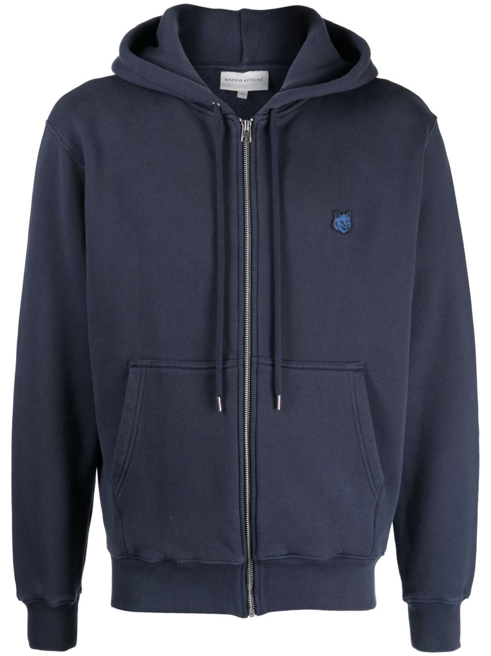 Maison Kitsuné 狐狸贴花棉抽绳连帽衫 - 蓝色