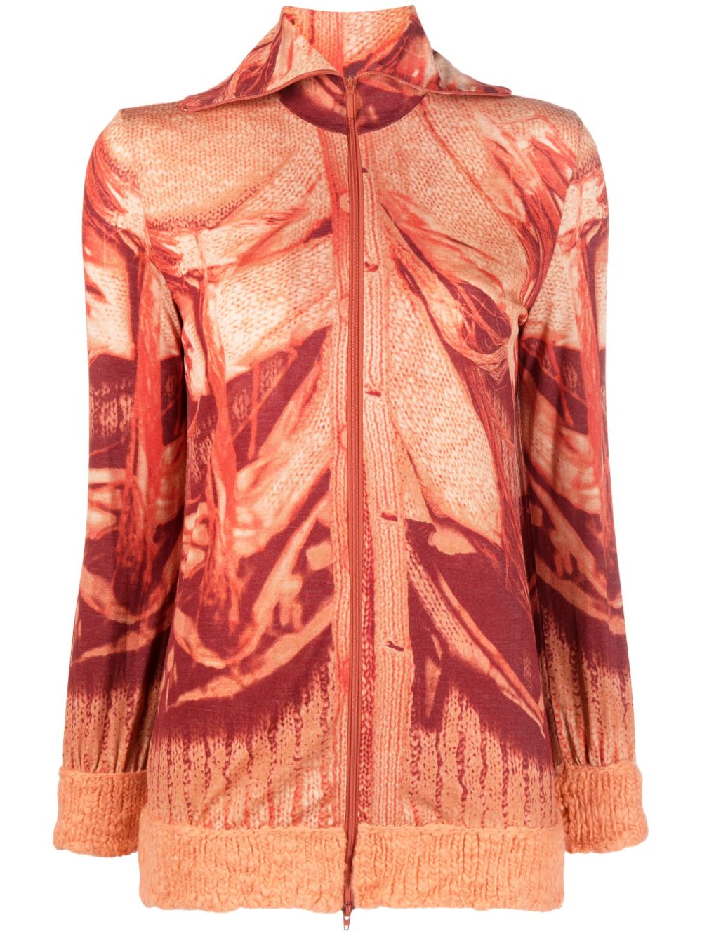 Jean Paul Gaultier Pre-Owned 错觉画印花开衫（2000年代典藏款） - 橘色