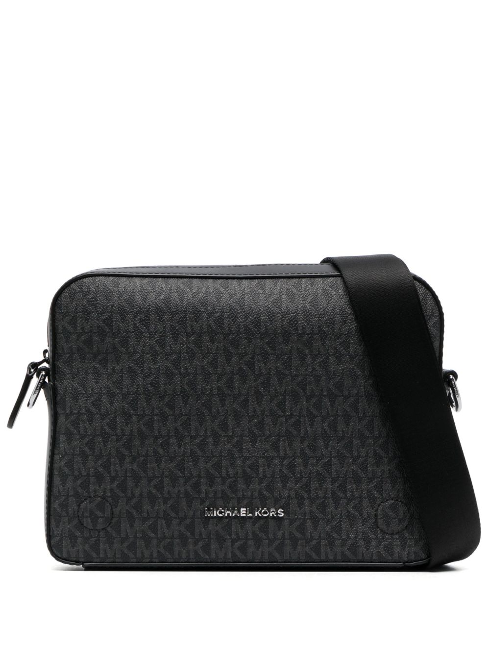 Michael Kors Dual 经典logo皮质斜挎包 - 黑色