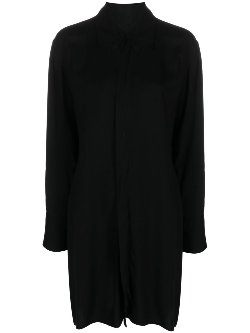 Yohji Yamamoto 分层式长袖衬衫裙 - 黑色