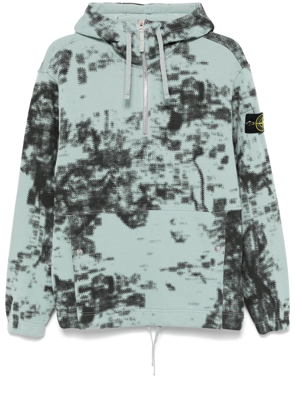 Stone Island 抽象印花连帽衫 - 蓝色