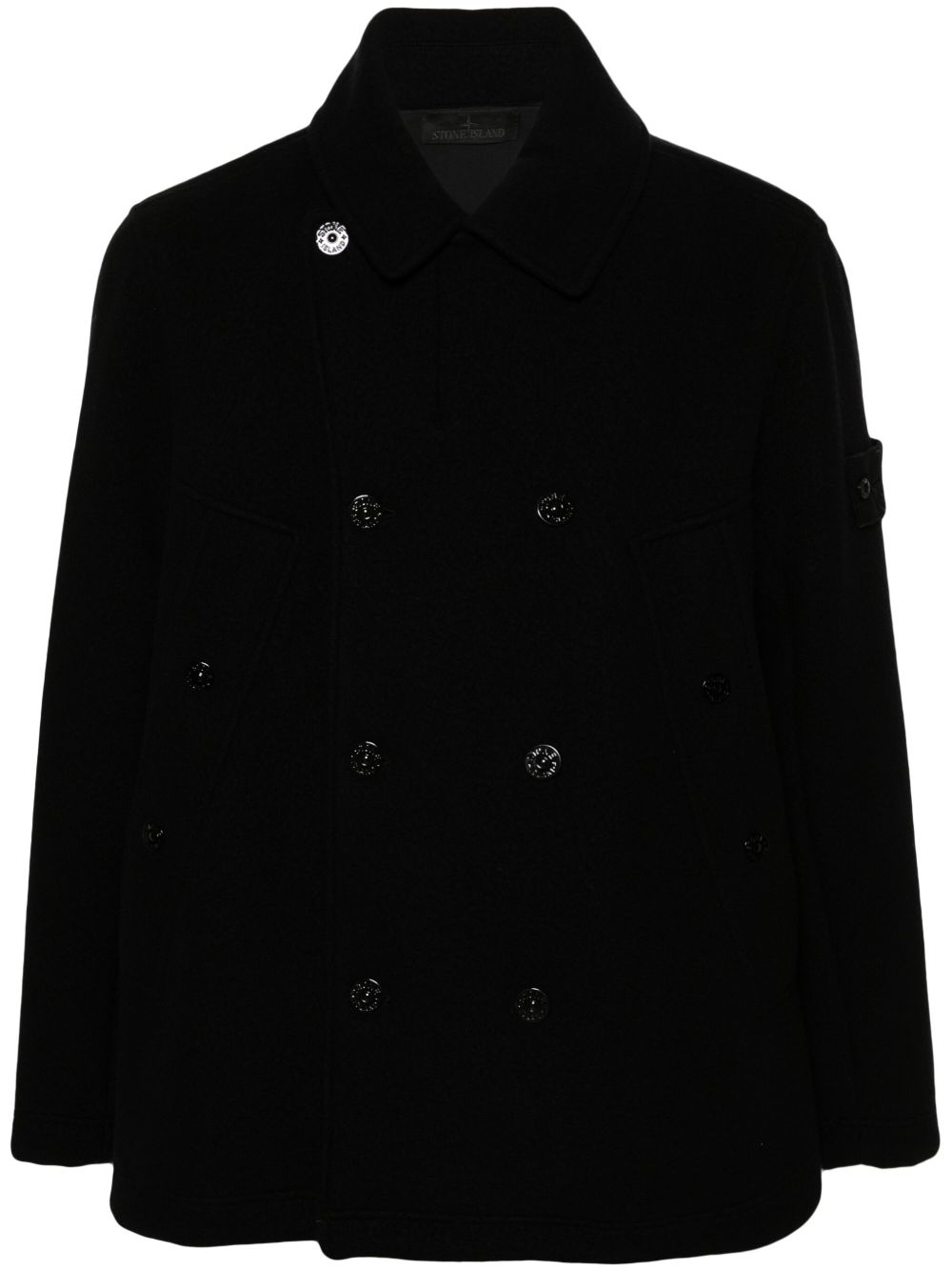 Stone Island 双排扣外套 - 黑色