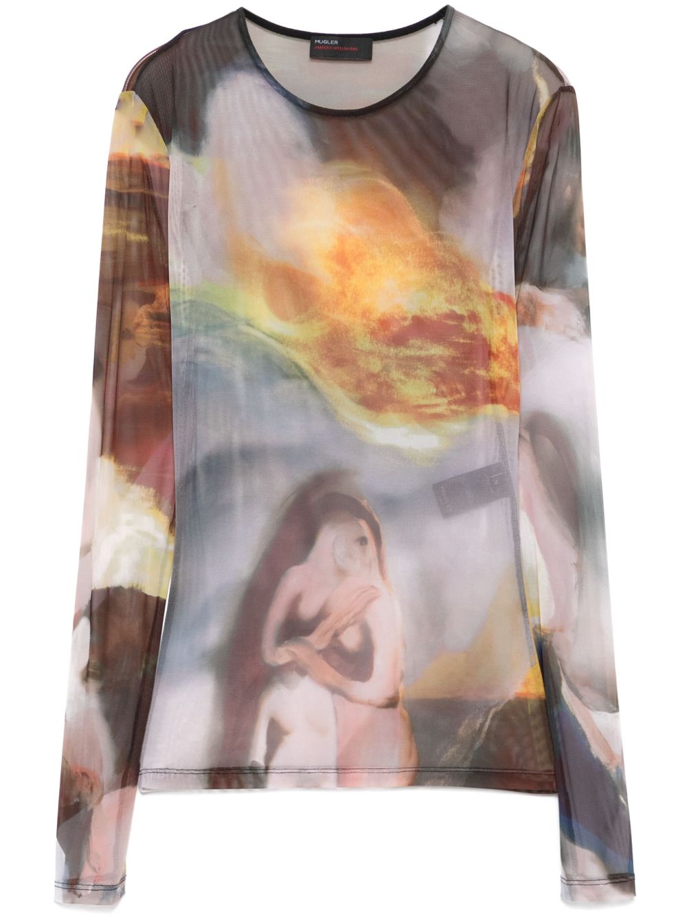 Mugler x Ambera Wellmann 网纱上衣 - 褐色