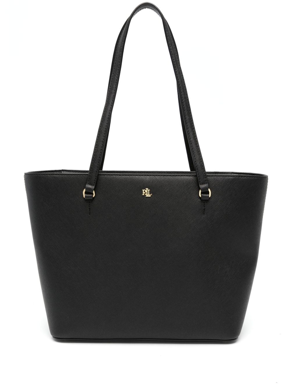 Lauren Ralph Lauren Karly 中号皮质托特包 - 黑色