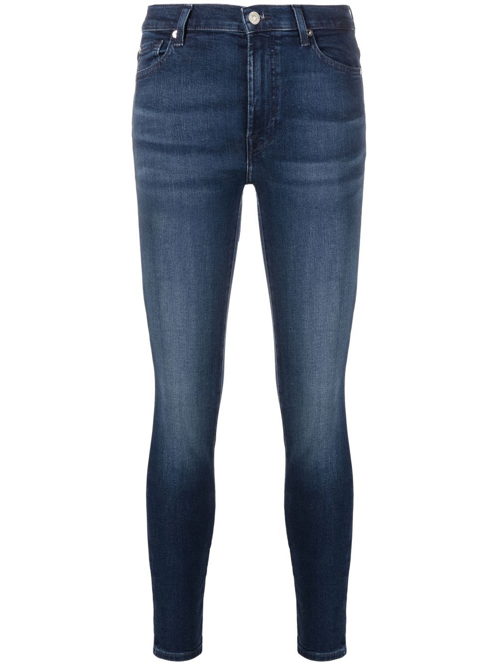 7 For All Mankind 褪色紧身牛仔裤 - 蓝色