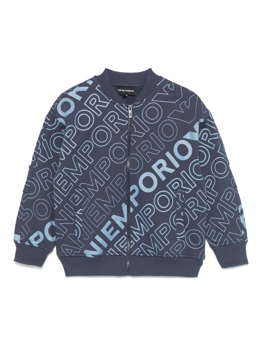 Emporio Armani Kids 拉链卫衣 - 蓝色