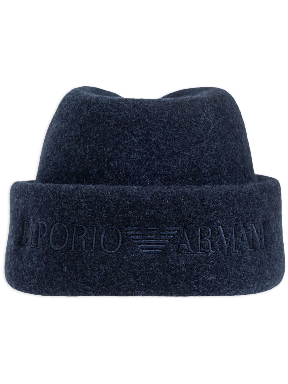 Emporio Armani logo刺绣套头帽 - 蓝色