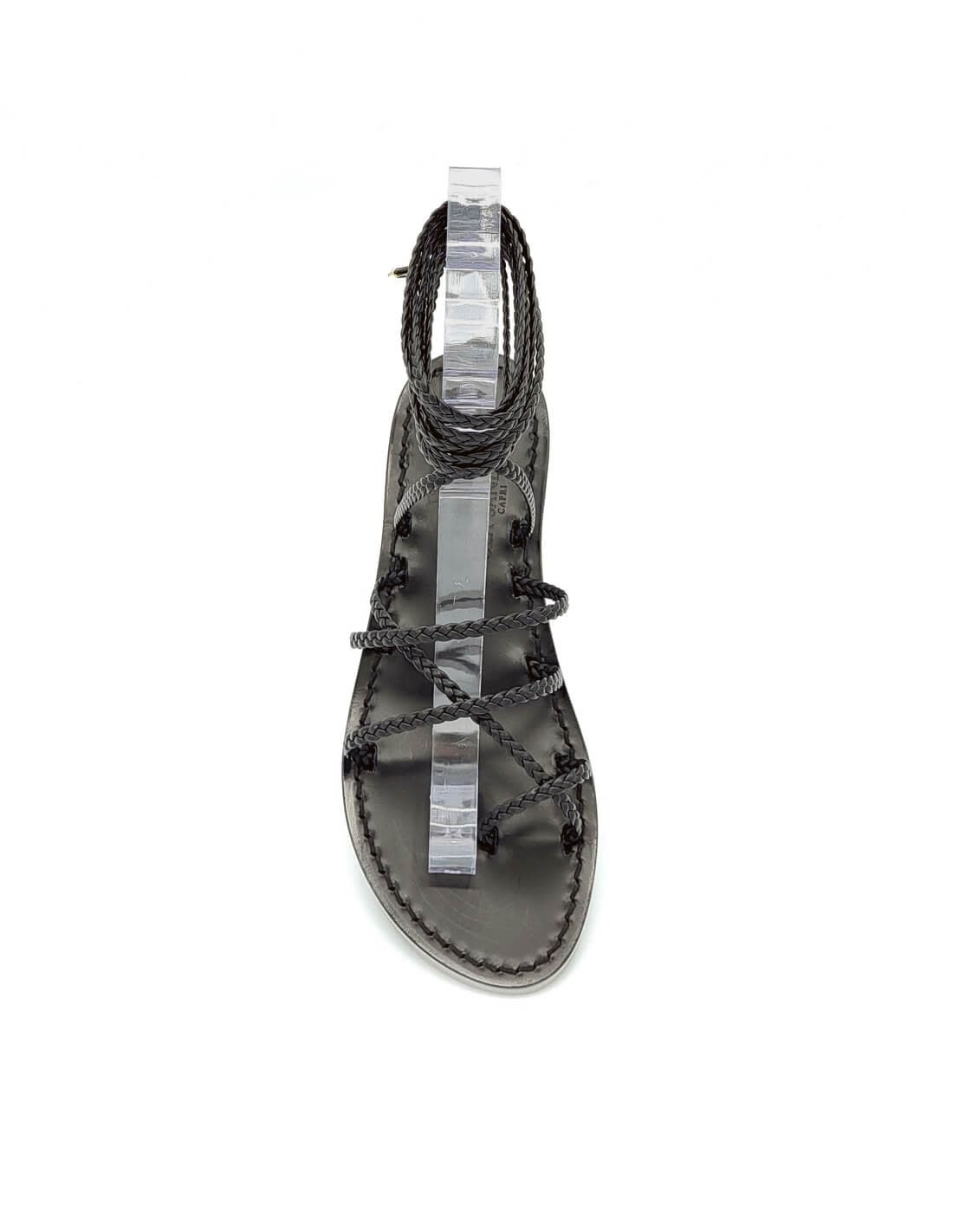 Dea Sandals Total Black Leather Gladiator Sandals