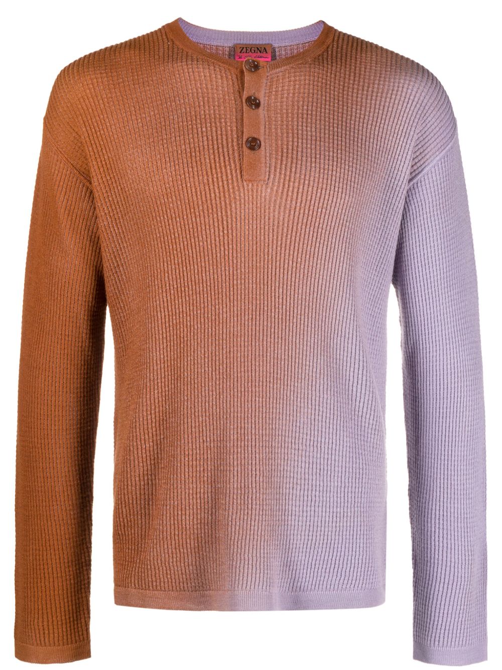 Zegna x The Elder Statesman 渐变色华夫格针织毛衣 - 褐色