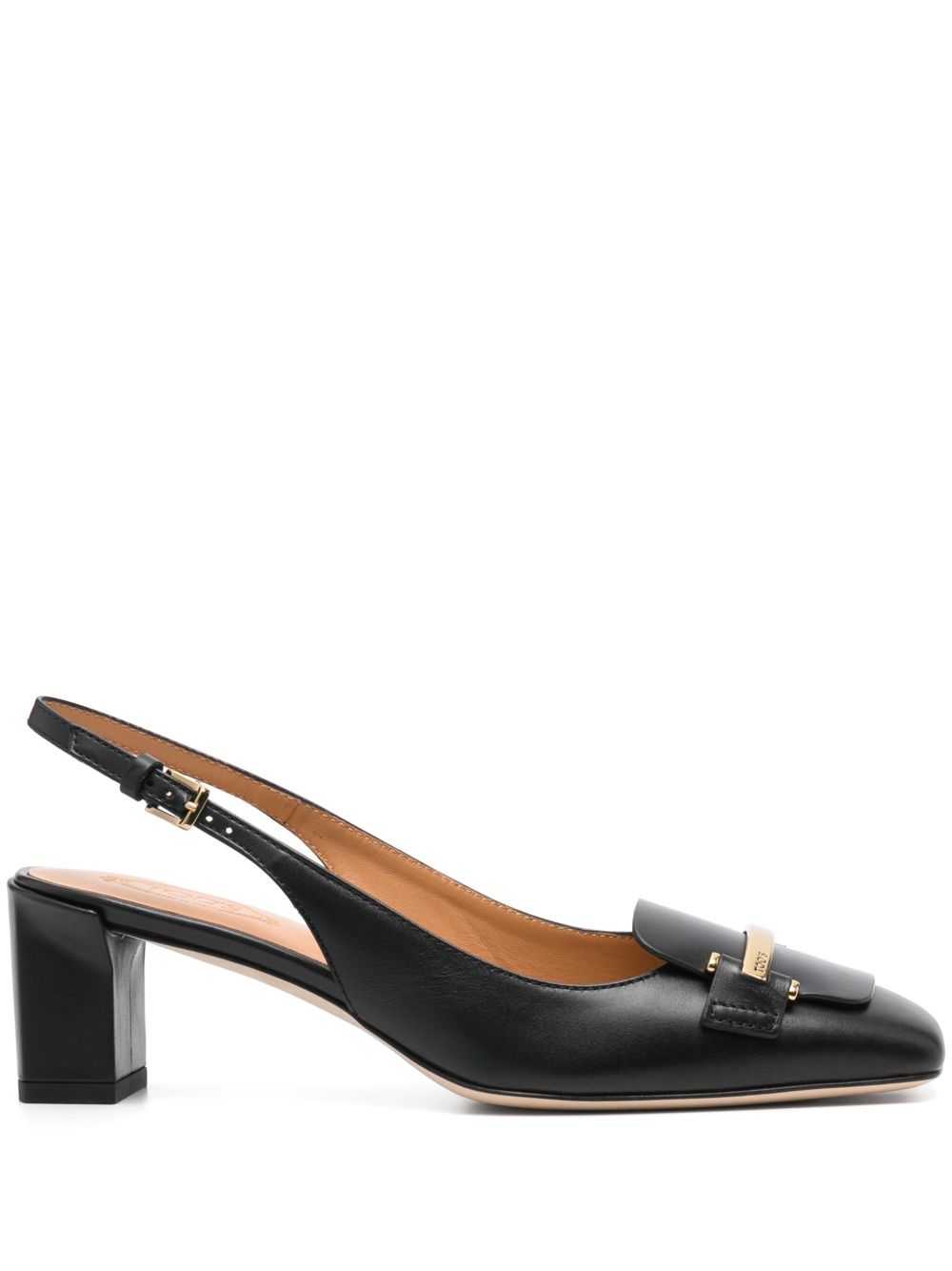 Tod's 50mm leather slingback pumps - 黑色