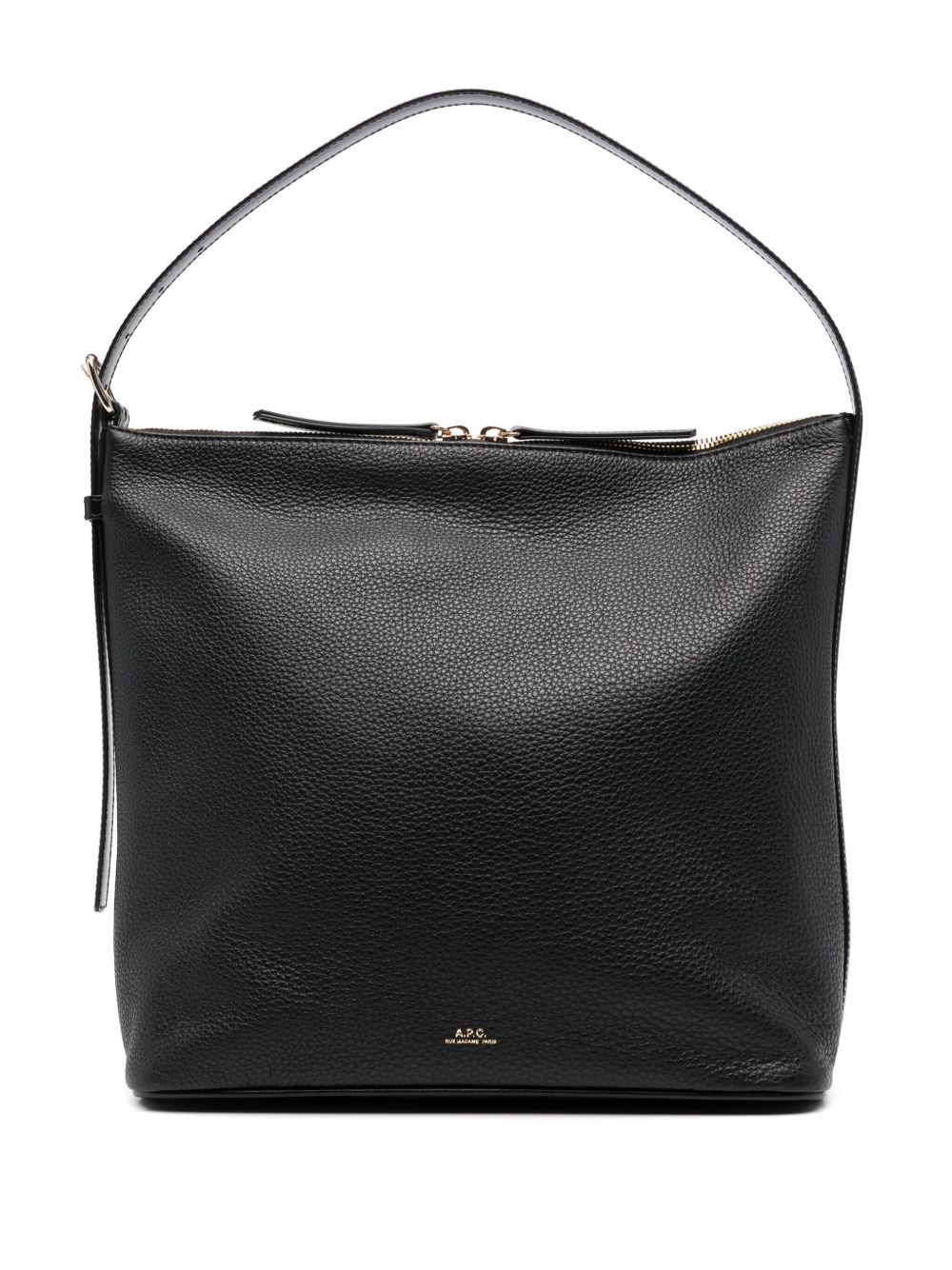 A.P.C. logo标记皮质单肩包 - 黑色