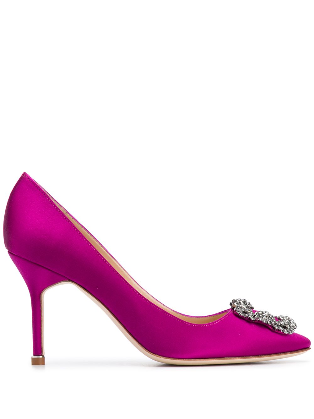 Manolo Blahnik 镶嵌缎面高跟鞋 - 粉色