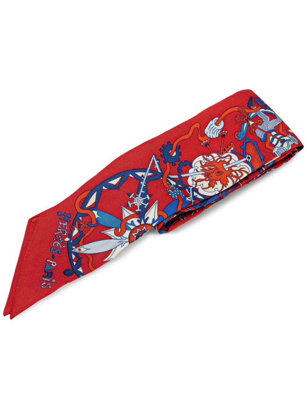 Hermès Pre-Owned La Folle Parade Twilly 真丝围巾（1900年代典藏款） - 红色