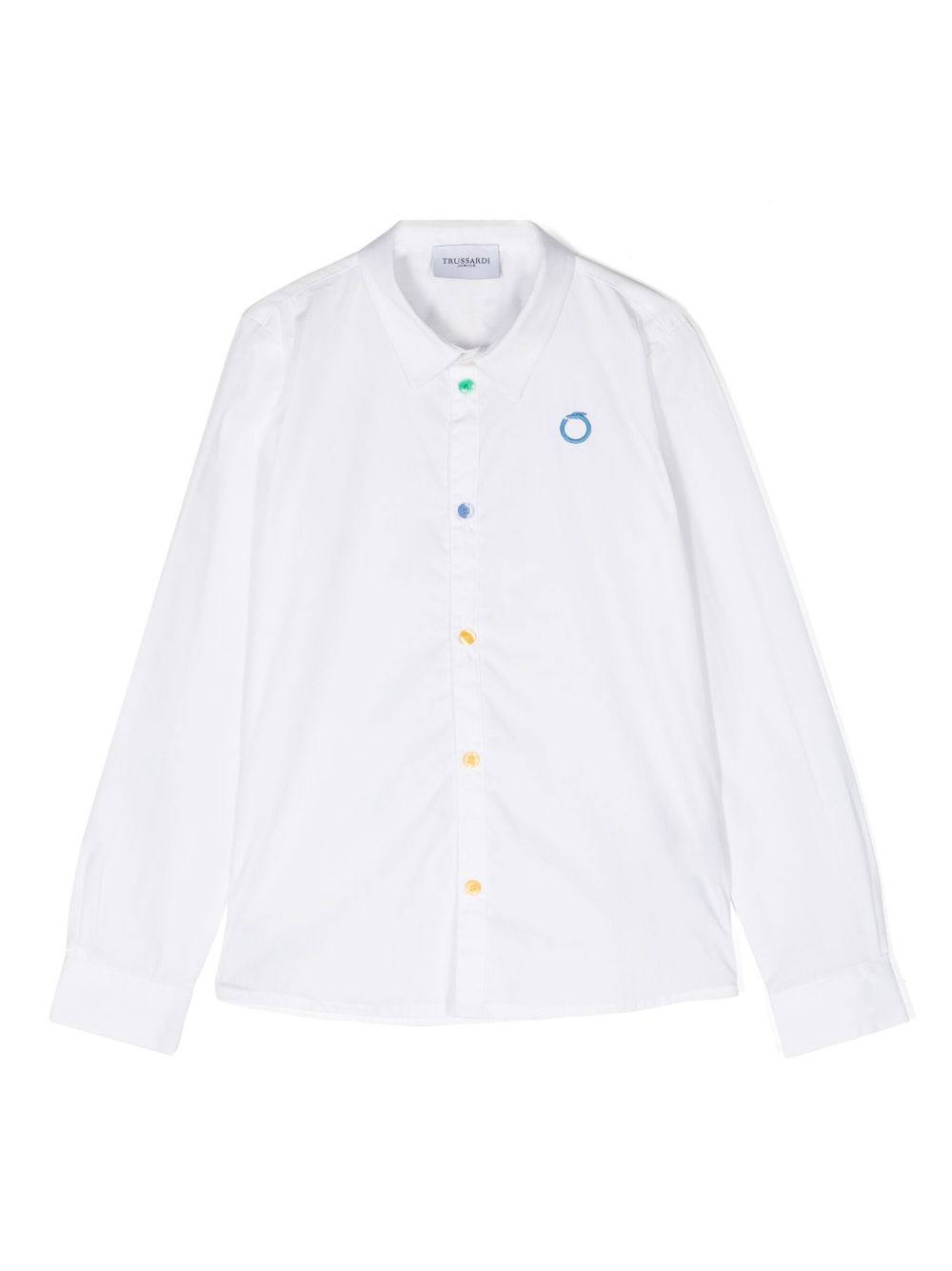 TRUSSARDI JUNIOR logo刺绣棉衬衫 - 白色