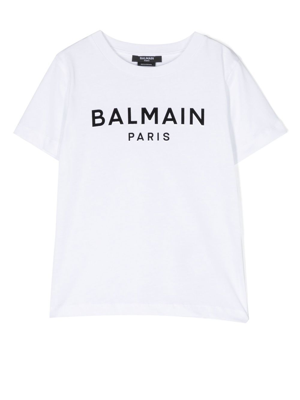 Balmain Kids 植绒logo棉T恤 - 白色