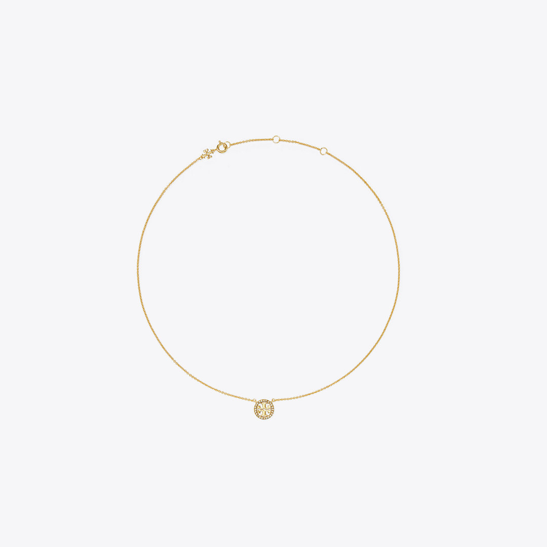 Tory Burch Miller Pavé Logo Delicate Necklace