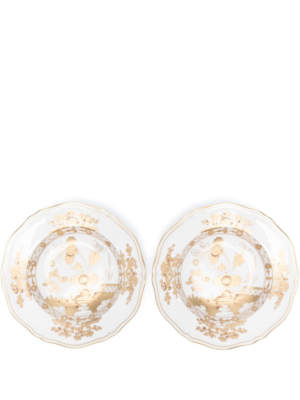 GINORI 1735 Aurum 陶瓷汤盘（两件装） - 白色