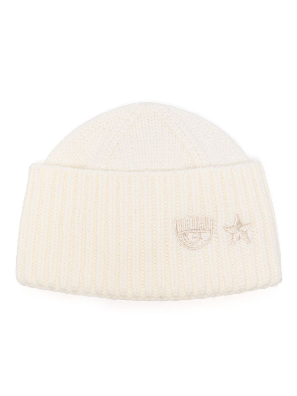 Chiara Ferragni Eye Star 刺绣罗纹套头帽 - 白色
