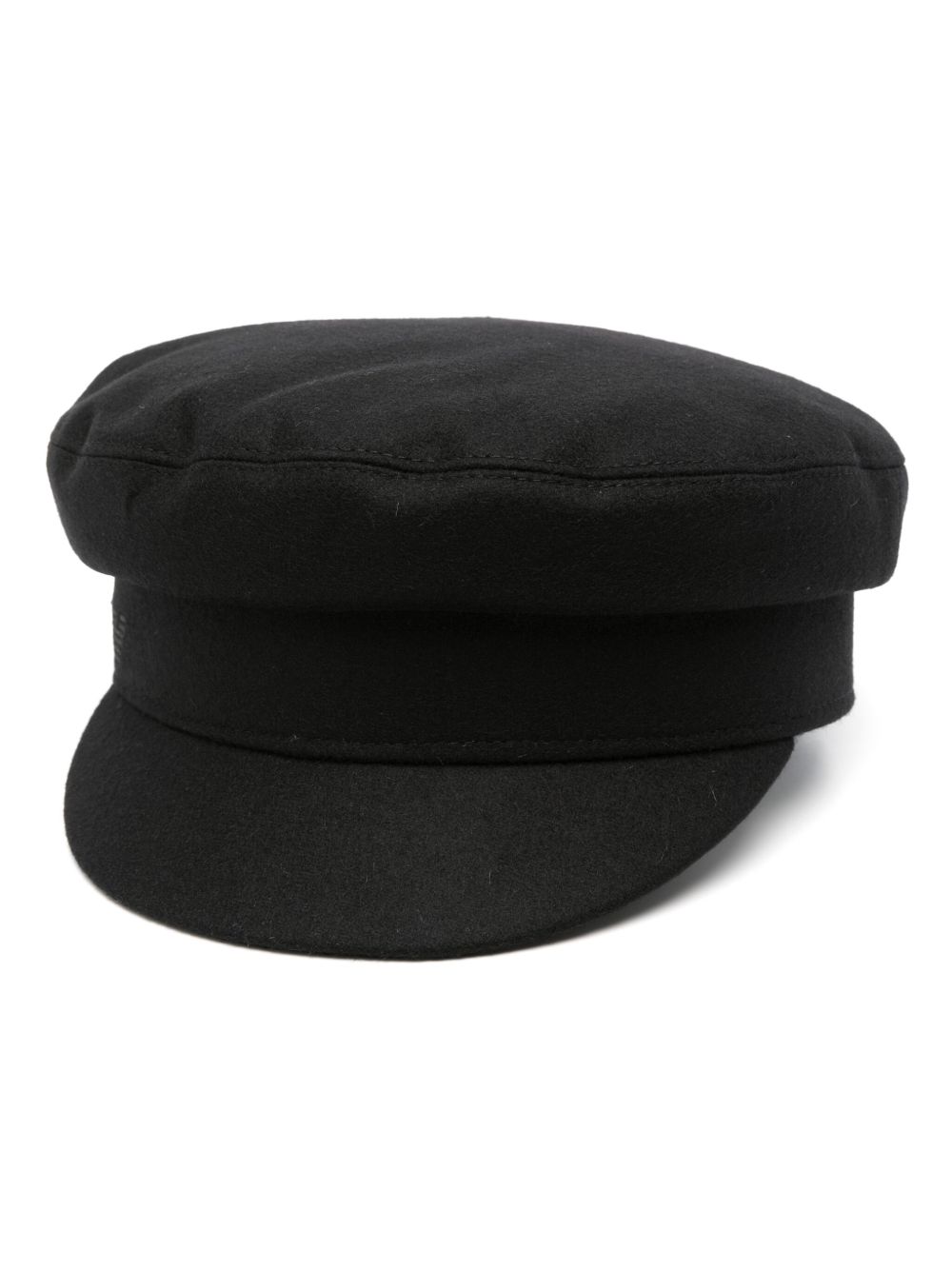 Emporio Armani logo刺绣贝雷帽 - 黑色