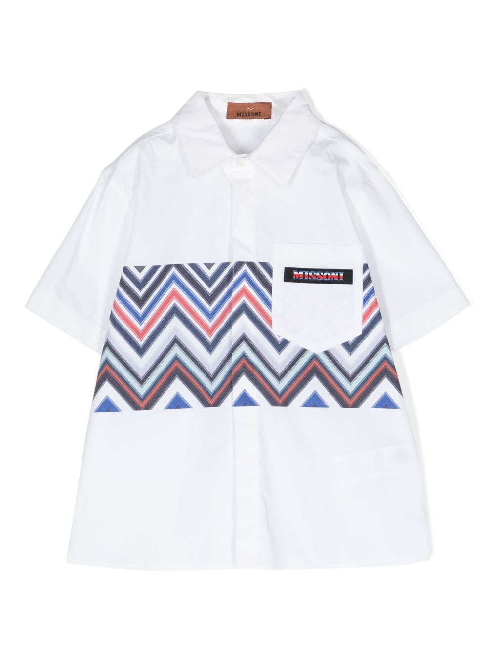 Missoni Kids Z字形图案印花棉衬衫 - 白色
