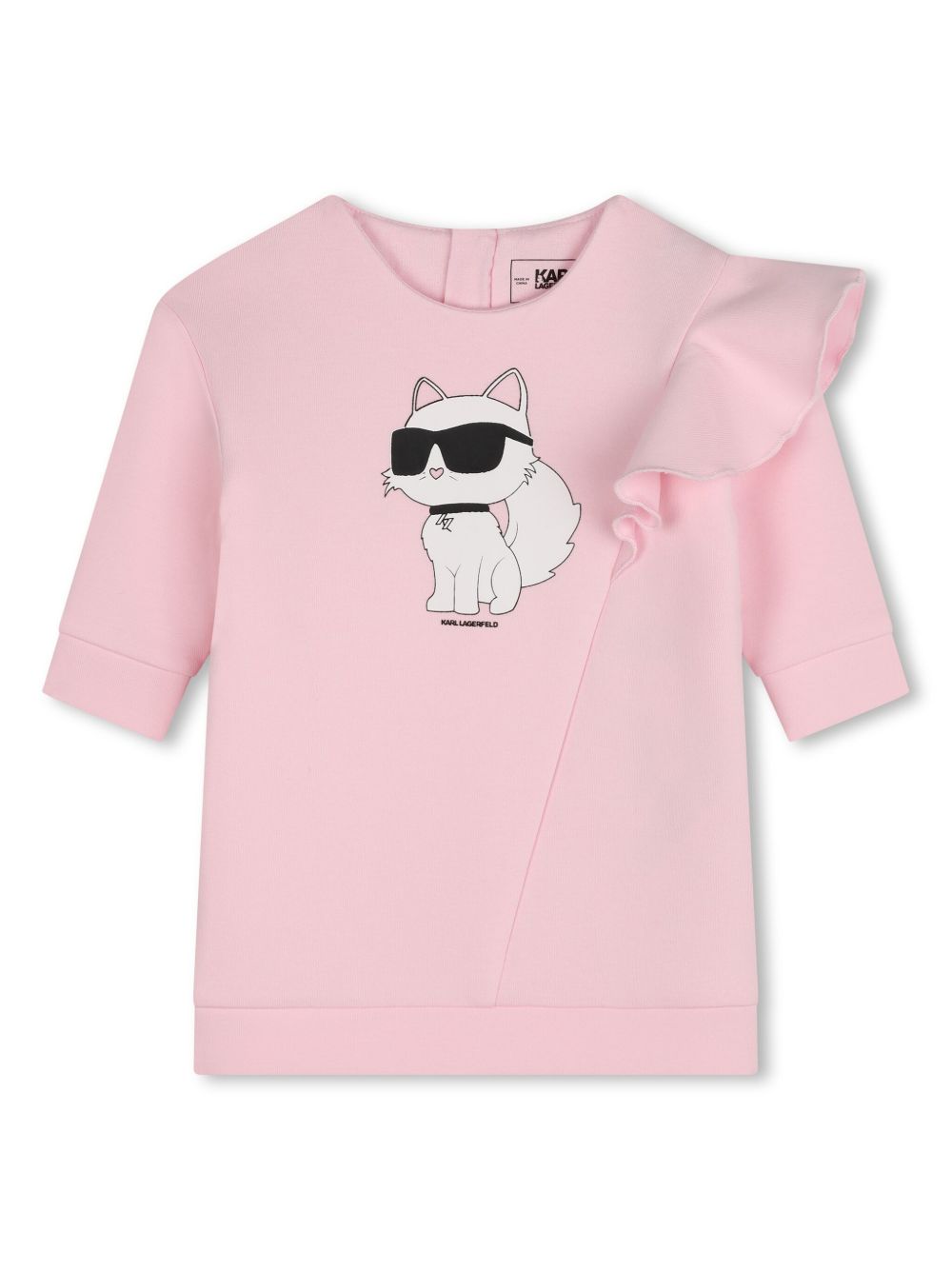 Karl Lagerfeld Kids 图案印花不对称连衣裙 - 粉色