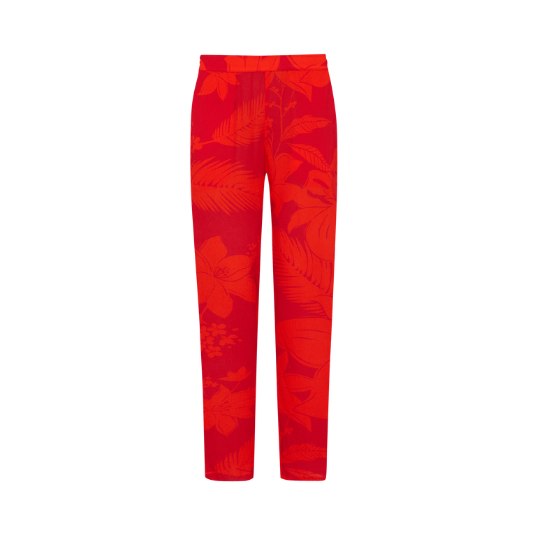 Vilebrequin Women Viscose Pants Flower Power - Fousia - Red - Size XS