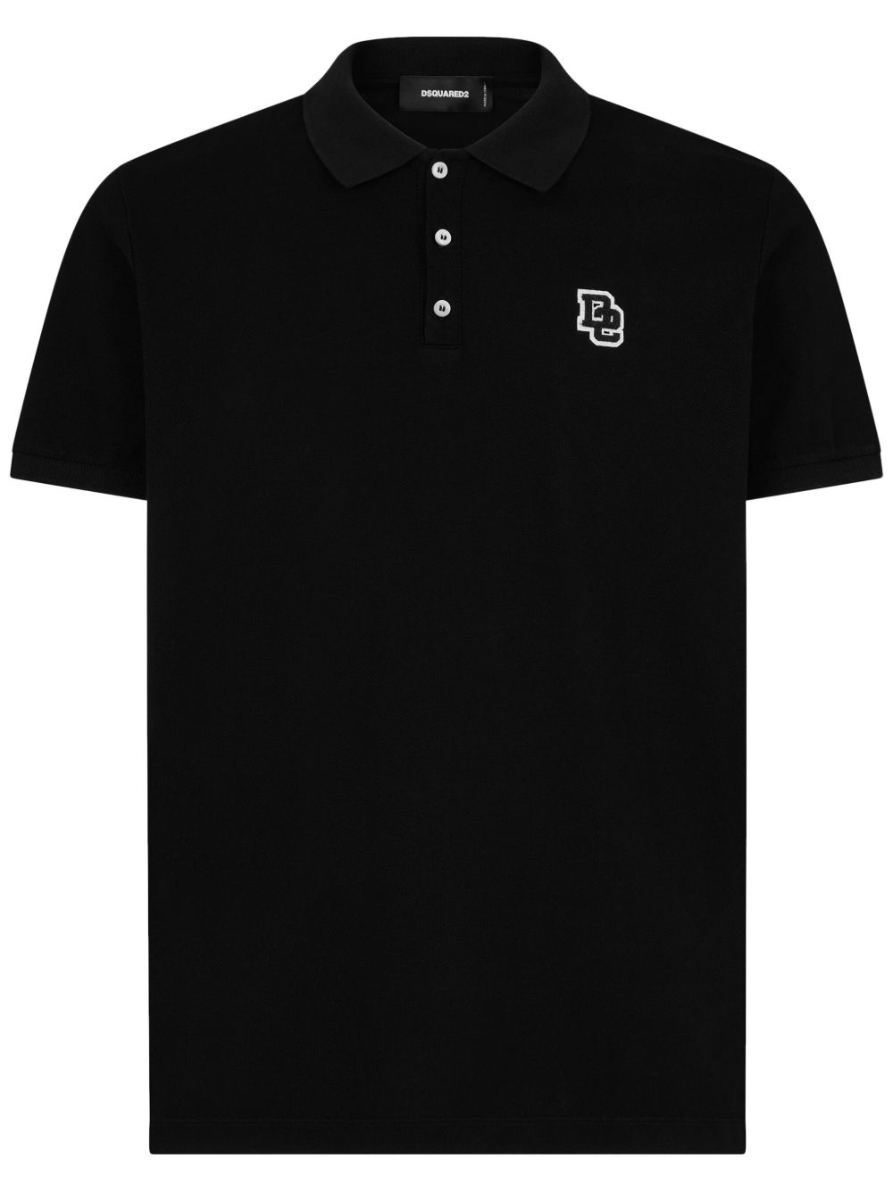 DSQUARED2 logo 贴花polo衫 - 黑色