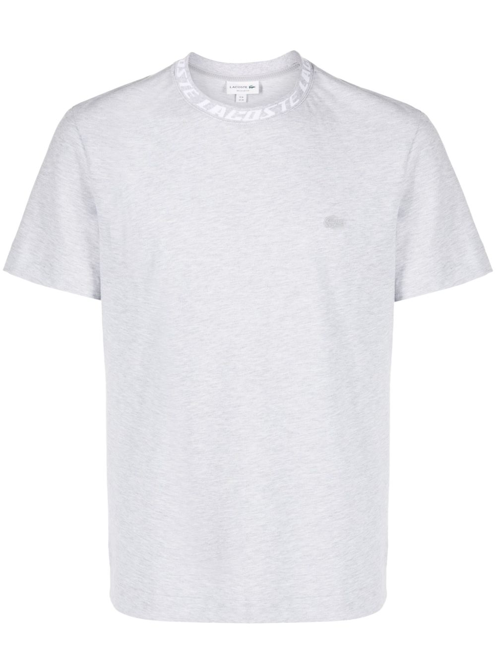 Lacoste logo提花领口珠地布T恤 - 灰色