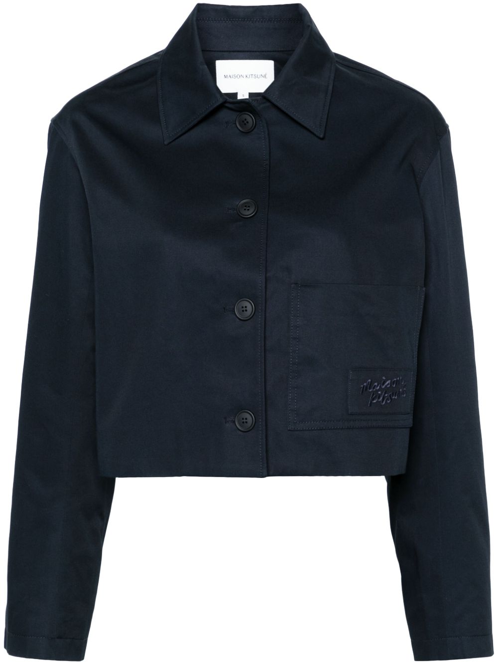 Maison Kitsuné logo刺绣短款夹克 - 蓝色