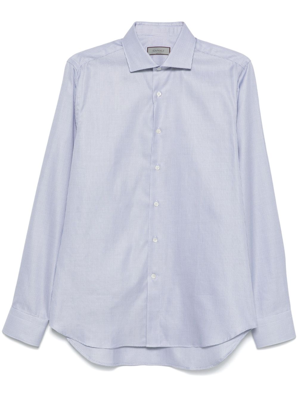 Canali 细致纹理棉衬衫 - 蓝色