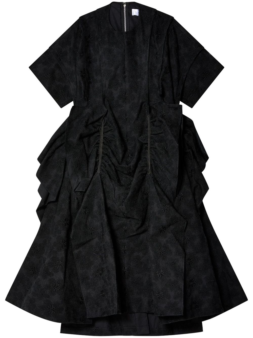 Comme des Garçons TAO 提花缩褶连衣裙 - 黑色