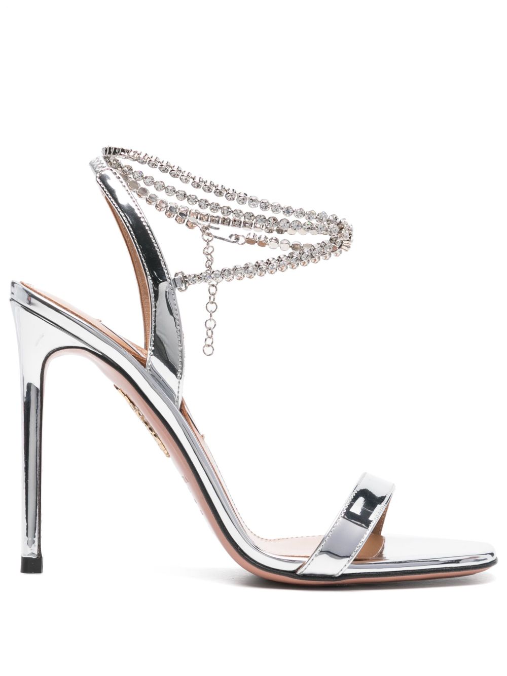 Aquazzura 晶饰高跟凉鞋（11.5厘米） - 银色