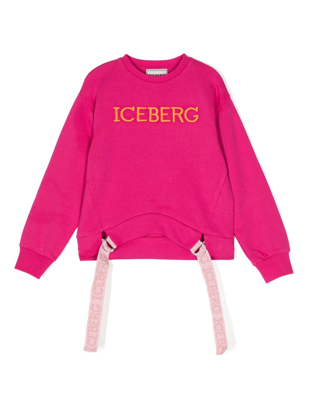 Iceberg Kids logo刺绣缎带卫衣 - 粉色
