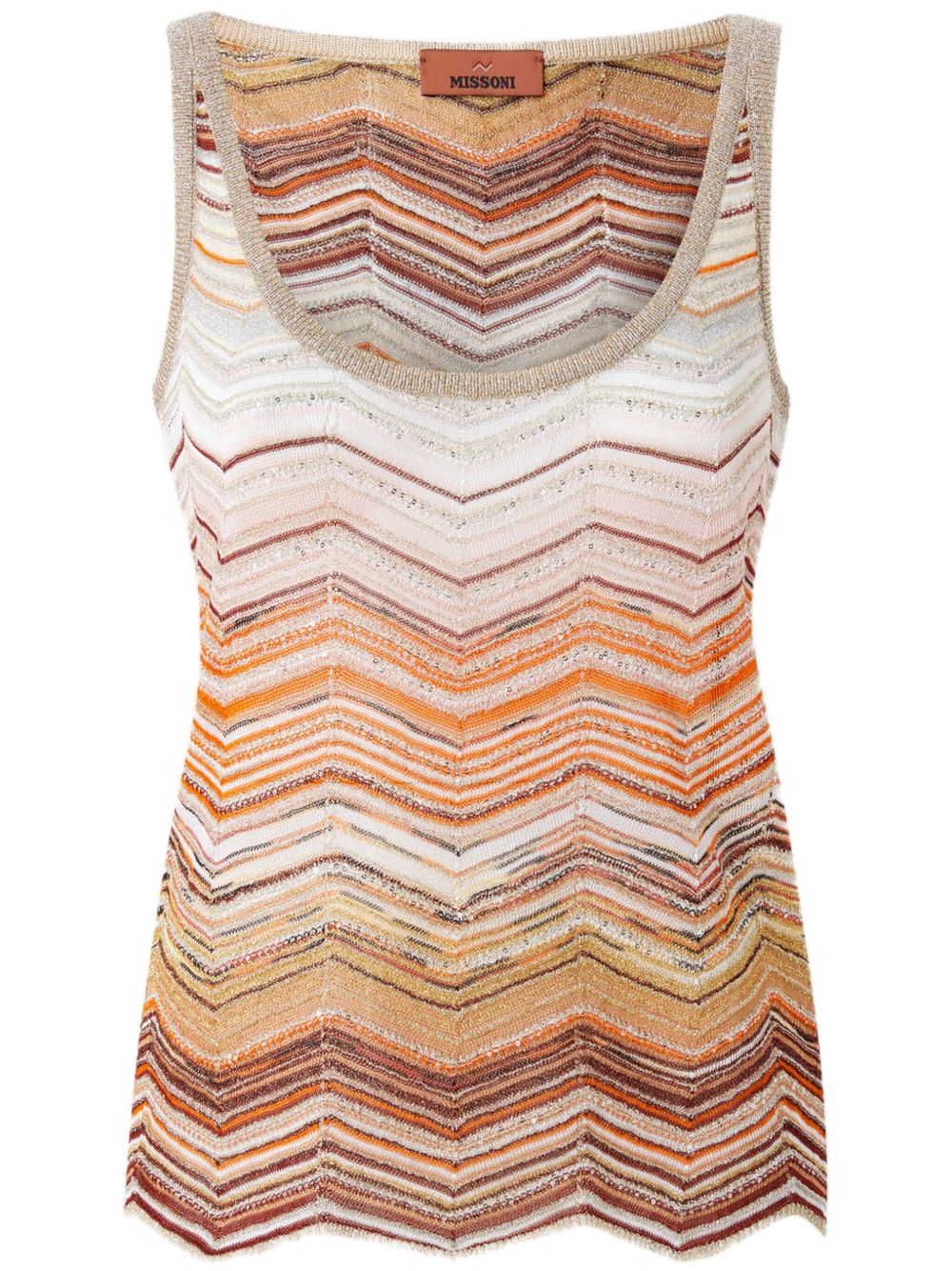 Missoni 人字纹图案金属丝面料坦克背心 - 中性色