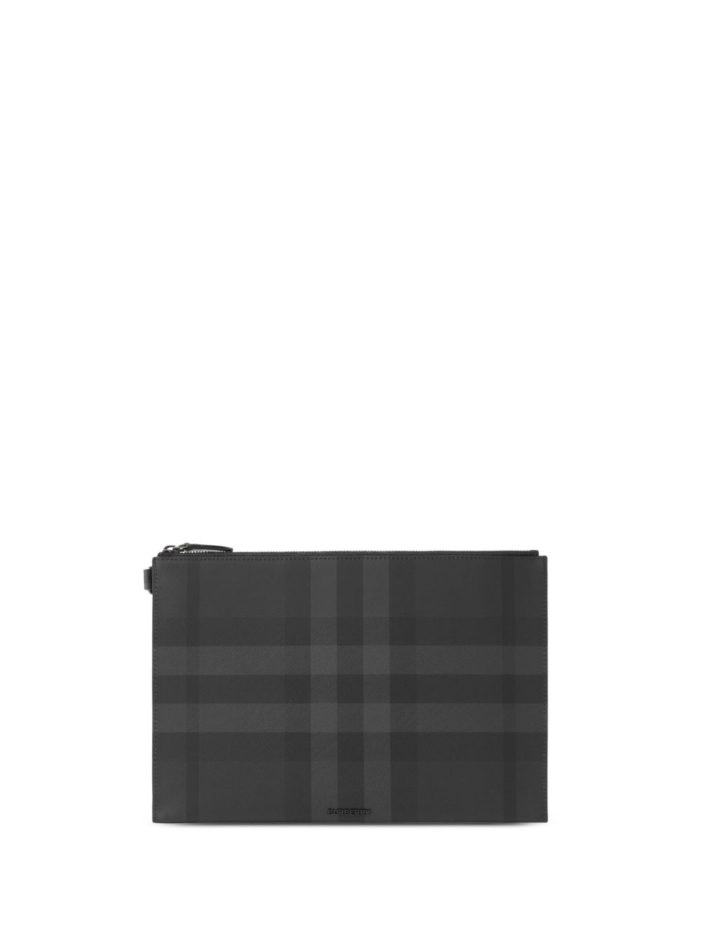 Burberry Edin 格纹皮质手拿包 - 黑色