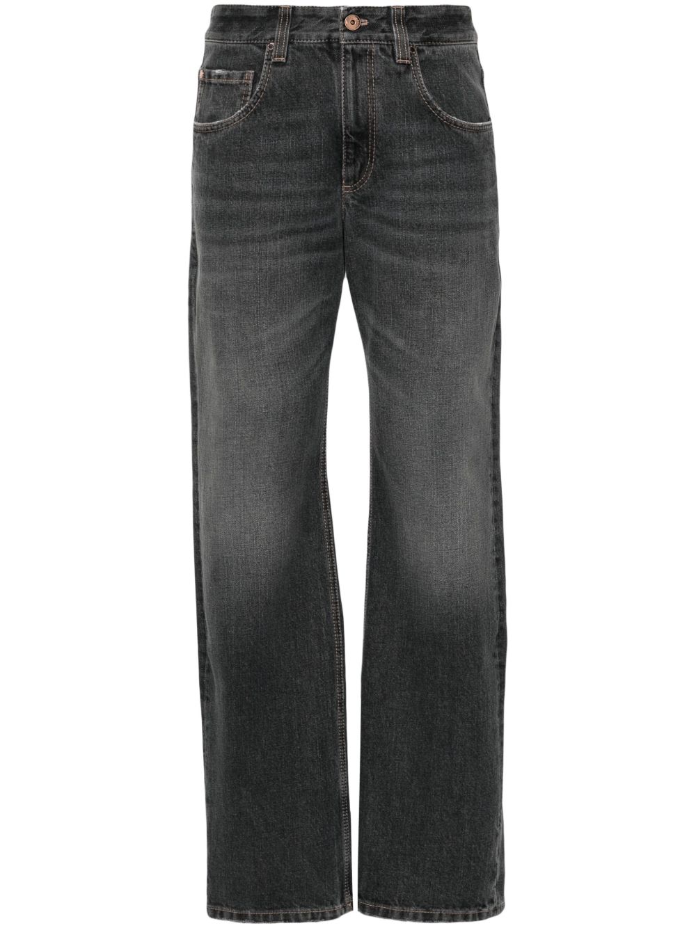 Brunello Cucinelli Retro Vintage 直筒牛仔裤 - 灰色
