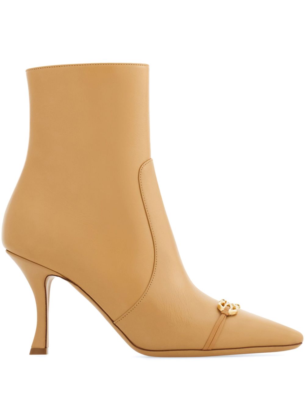 Ferragamo Gancini 扣环高跟及踝靴（9.5厘米） - 中性色