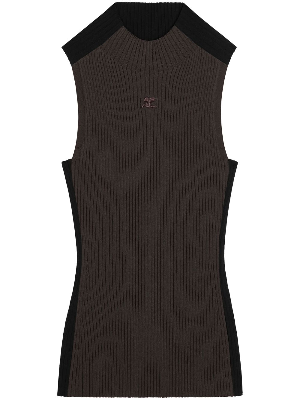 Courrèges Contrast Frame 罗纹坦克背心 - 褐色