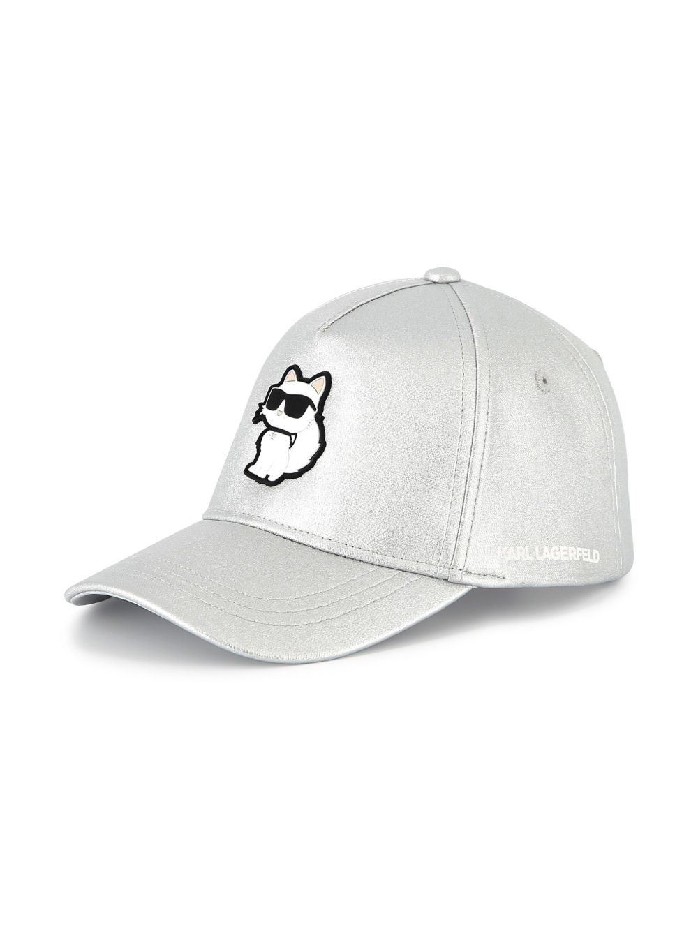 Karl Lagerfeld Kids logo印花棉棒球帽 - 银色