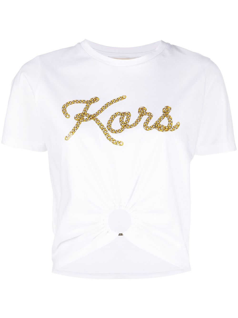 Michael Michael Kors logo印花缩褶细节T恤 - 白色