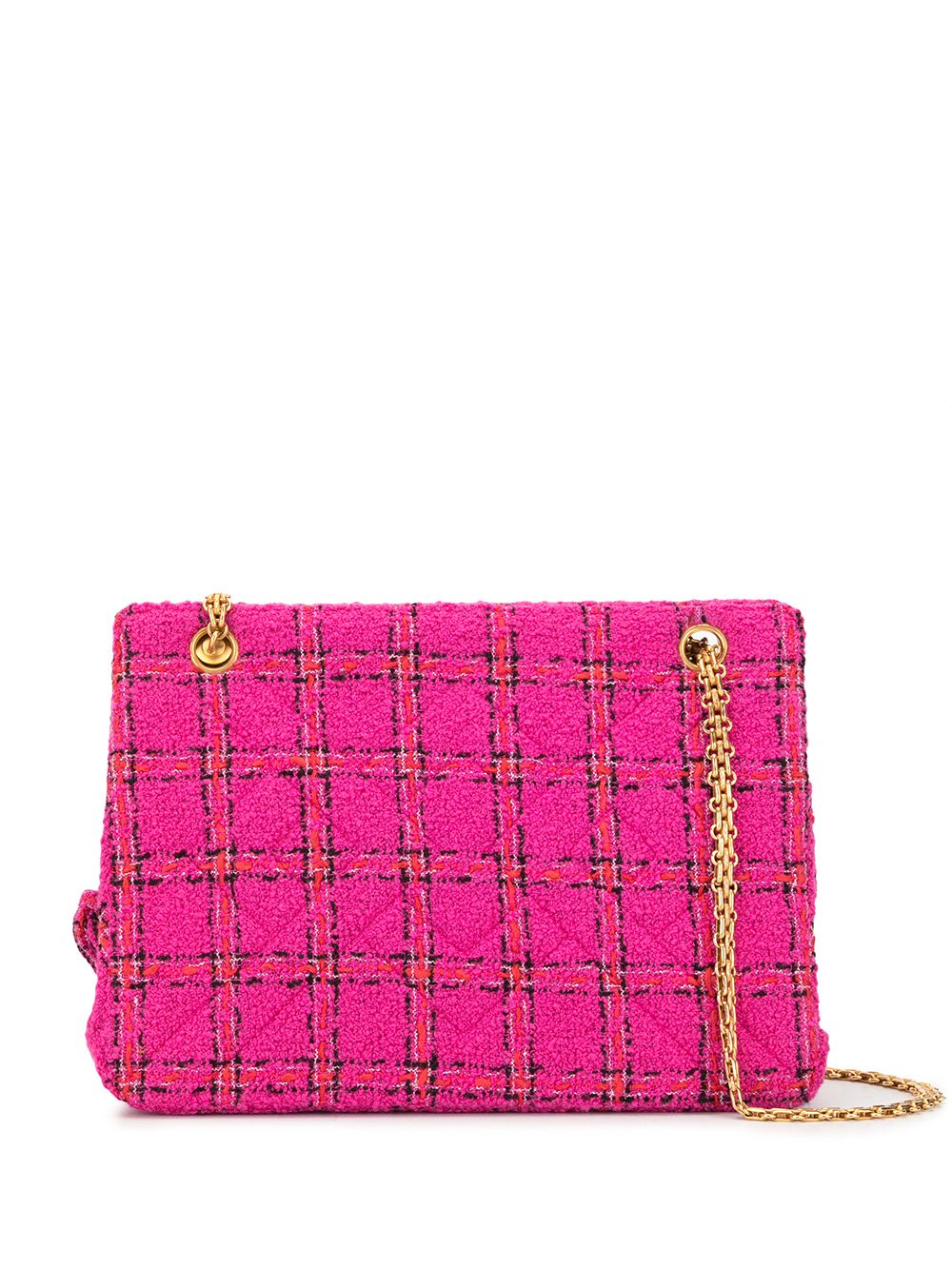 CHANEL Pre-Owned 格纹单肩包 - 粉色