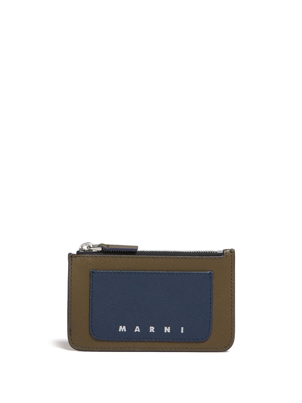 Marni logo印花皮质卡夹 - 蓝色